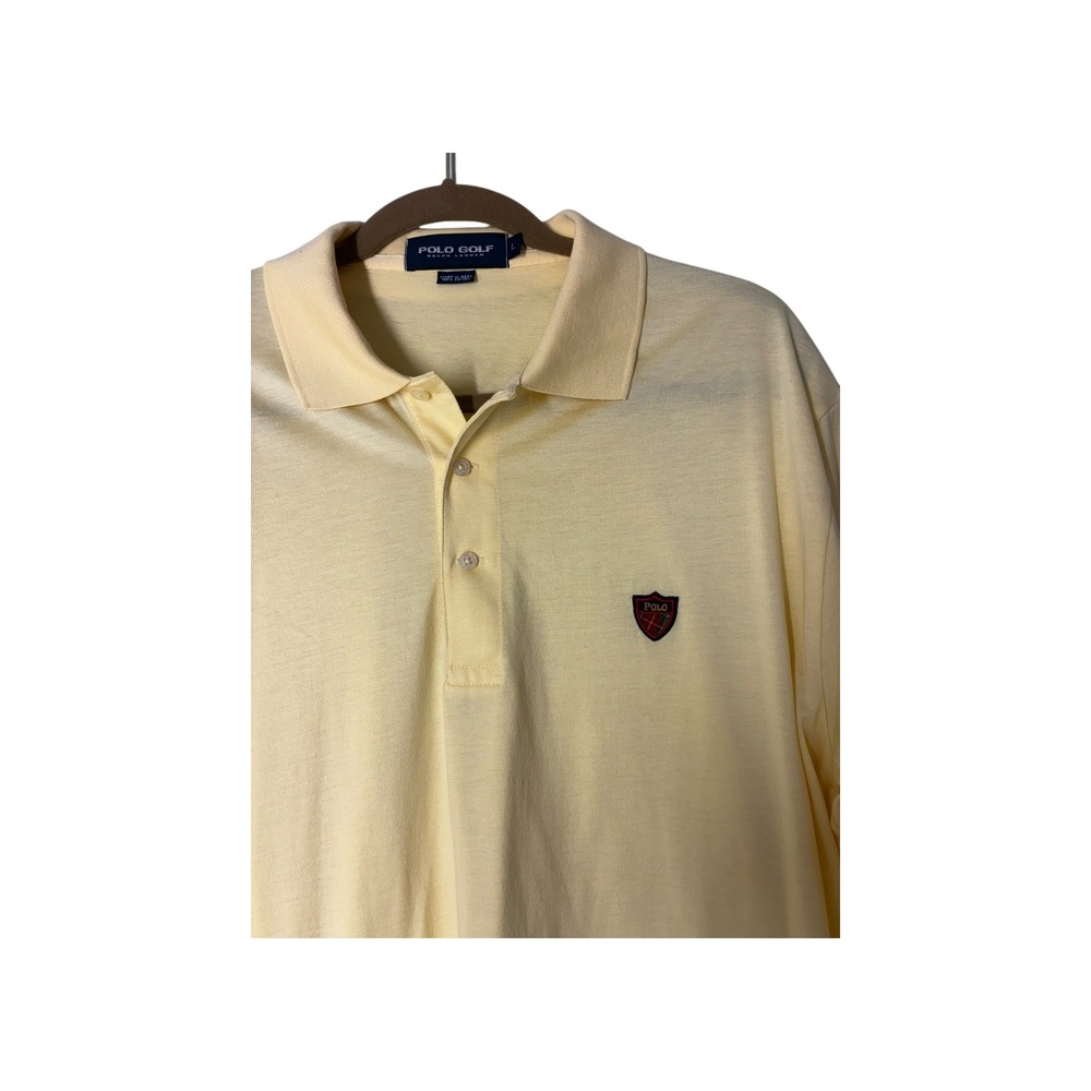 Polo Golf Ralph Lauren Yellow Crest Logo Short Sleeve Polo Shirt‎ Size L